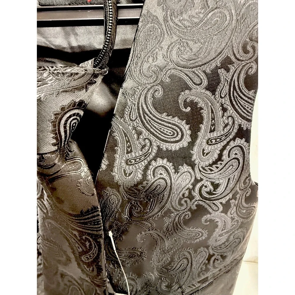 Toddler Boys Q Brand Formal Vest And Tie Size 2 Black Paisley